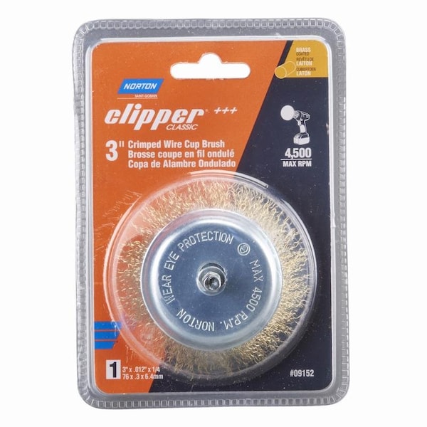 Norton Abrasives Norton Clipper 3 in. Crimped Wire Cup Brush Brass 4500 rpm 1 pc 70184609152 - main